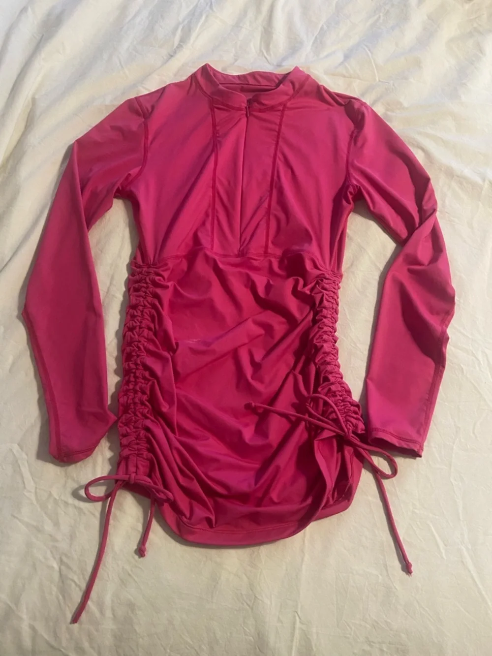 Athleta Tidal Ruched Hot Pink Rashguard - Picture 3 of 6